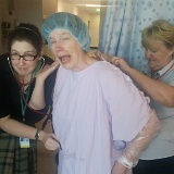 2012-08-01 12.27.47  Emily &#34;checking&#34; Barb&#39;s appendix.